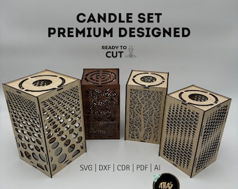Laser Cut Candle Holder Bundle SVG | 4 Unique Lantern Designs | Laser-cut Ready | Decorative Tea Light Holder