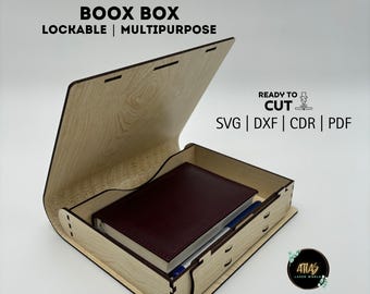 Boîte à livres en bois découpé au laser avec serrure (svg, dxf, pdf, cdr)