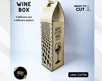 4 Pcs Wooden Wine Box Gift Laser Cut File Bottle Holder Digital Download SVG Personelized 2.7mm 3mm 3.2mm Engraved Box Glowforge Wine Bag