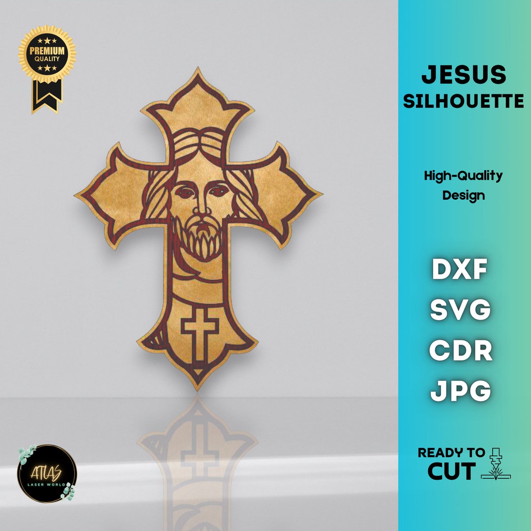 Jesus Cross SVG Laser Cut File: Christian Wall Art, Bookmark (digital ...