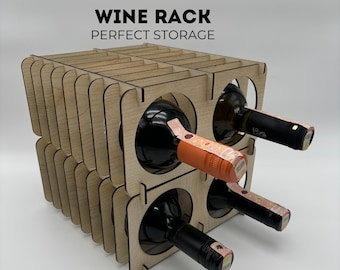 Laser Cut Wine Rack File: Wooden Modular Wine Stand (Digital Download)