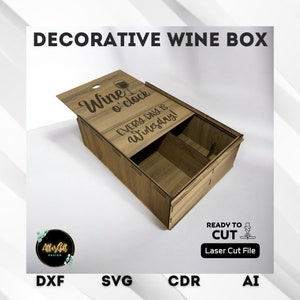 Wein-Champagne-Kästen aus Holz für die Lagerung und Geschenke | Laser Cut Design | Personalisierbares Cover Design Digitale Datei SVG DXF CDR Cricut Glowforge