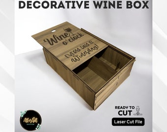 Projekt pudełka na wino wycinanego laserowo: personalizowane pudełko prezentowe (SVG DXF CDR)
