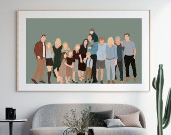 Custom family portrait, personalized gift for her or him, 30th birthday, home wall decor, mom and dad gift, mothers day, daughter present