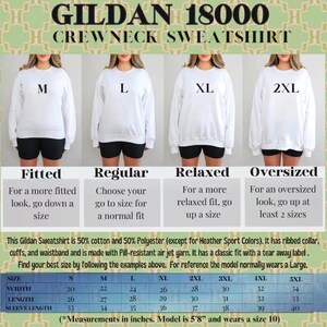 a woman's measurements chart for a crew neck sweatshirt