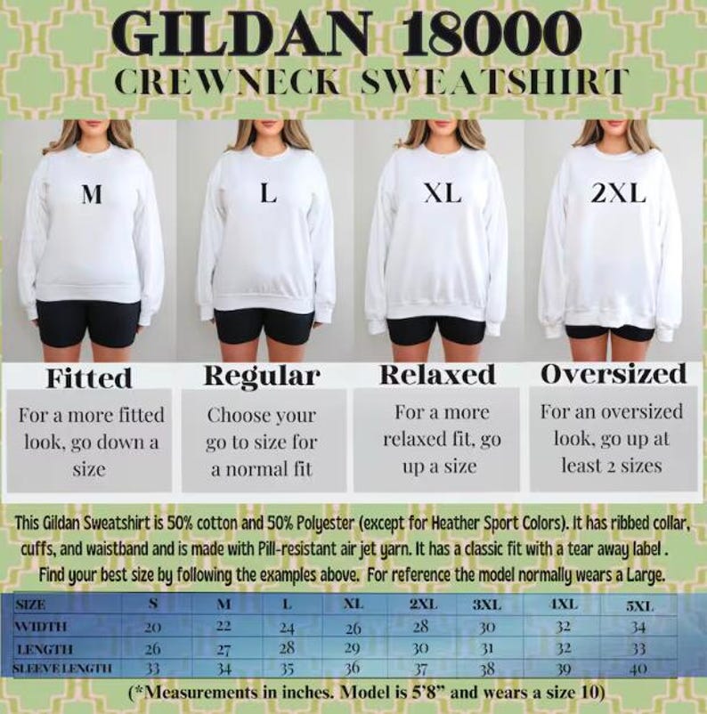 a woman's measurements chart for a crew neck sweatshirt