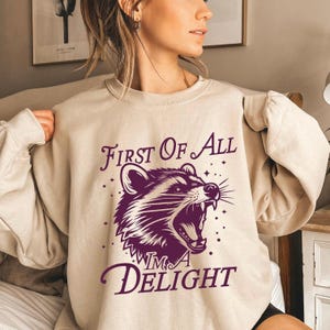 I&#39;m a Delight Sweatshirt, Funny Sweatshirt, First of All, Vintage Retro Graphic Sweater,  Mental Health Sweatshirt, Possum Sweatshirt