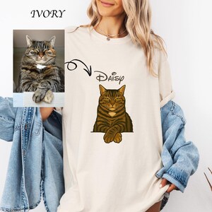 Disney Custom Cat T-Shirt, Personalized Pet Portrait Tee, Unique Cat Lover Gift, Custom Pet Art on Shirt, Birthday & Anniversary Gift Idea
