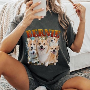 Custom Comfort Colors Dog TShirt, Retro Dog Shirt, Personalized Pet Shirt, Pet Photo + Name, Custom Dog, Portrait Shirt Cat Shirt 90&#39;s Tee