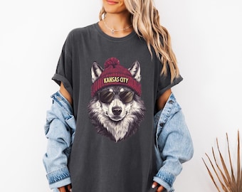 Comfort Colors  Kansas City Football shirt, Trendy Kansas City Fan Tee, Vintage style Wolf Graphic T-Shirt , Kansas City t-shirt, Game Day