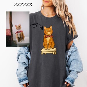 Custom Cat T-Shirt, Personalized Pet Portrait Tee, Unique Cat Lover Gift, Custom Pet Art on Shirt, Birthday & Anniversary Gift Idea. Disney