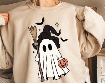 Cute Ghost Sweatshirt,Halloween Cute  Ghost Sweatshirt, Womens Halloween Sweatshirt, Cute Fall Sweatshirt, Gift For Halloween,Spooky T29