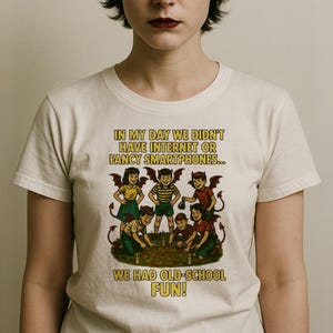 Vintage geïnspireerd old-school leuk T-shirt, retro T-shirt, cadeau voor nostalgische vrienden, jaren 90-stijl, perfect voor informele uitstapjes, comfortabel