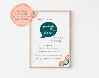 Mandated Reporter Confidentiality Print – School Counselor Office Decor (Instant Download)
