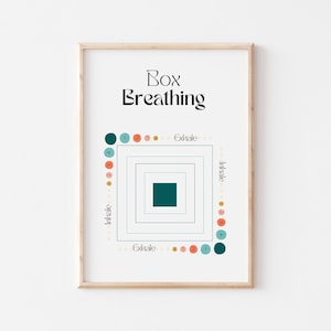 Box Breathing Print - Calm Down Corner, Square Breathing Poster, School Counseling Office Decor,  Anxiety Coping Skill, Instant Download