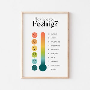 Feelings Thermometer Print - Emotional Self-regulation, Mood Meter, Feelings Chart, Calm Down Corner, Zones of Regulation, Instant Download