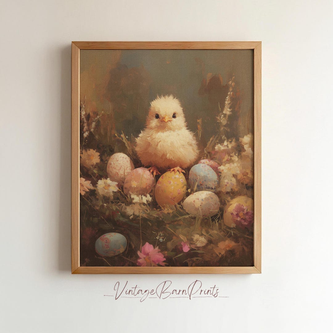 Rustic Chick Vintage Easter Wall Art, Rustic Chick & Floral Egg Print, Farmhouse ...