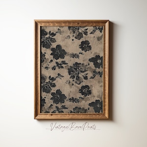 Vintage Textile Art Print, Neutral Abstract Floral Pattern, Botanical Japanese Wall Art, Printable Digital Antique Artwork | M142