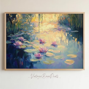 Seerosenteich Wand Kunst Druck Impressionistische Kunst Seerosen Malerei Natur Kunst Digitaler Download, S123