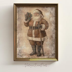 Vintage Santa Claus Wall Art Print, Classic Christmas Illustration, Festive Rustic Holiday Decor, Santa Claus Drawing, Digital Download N116