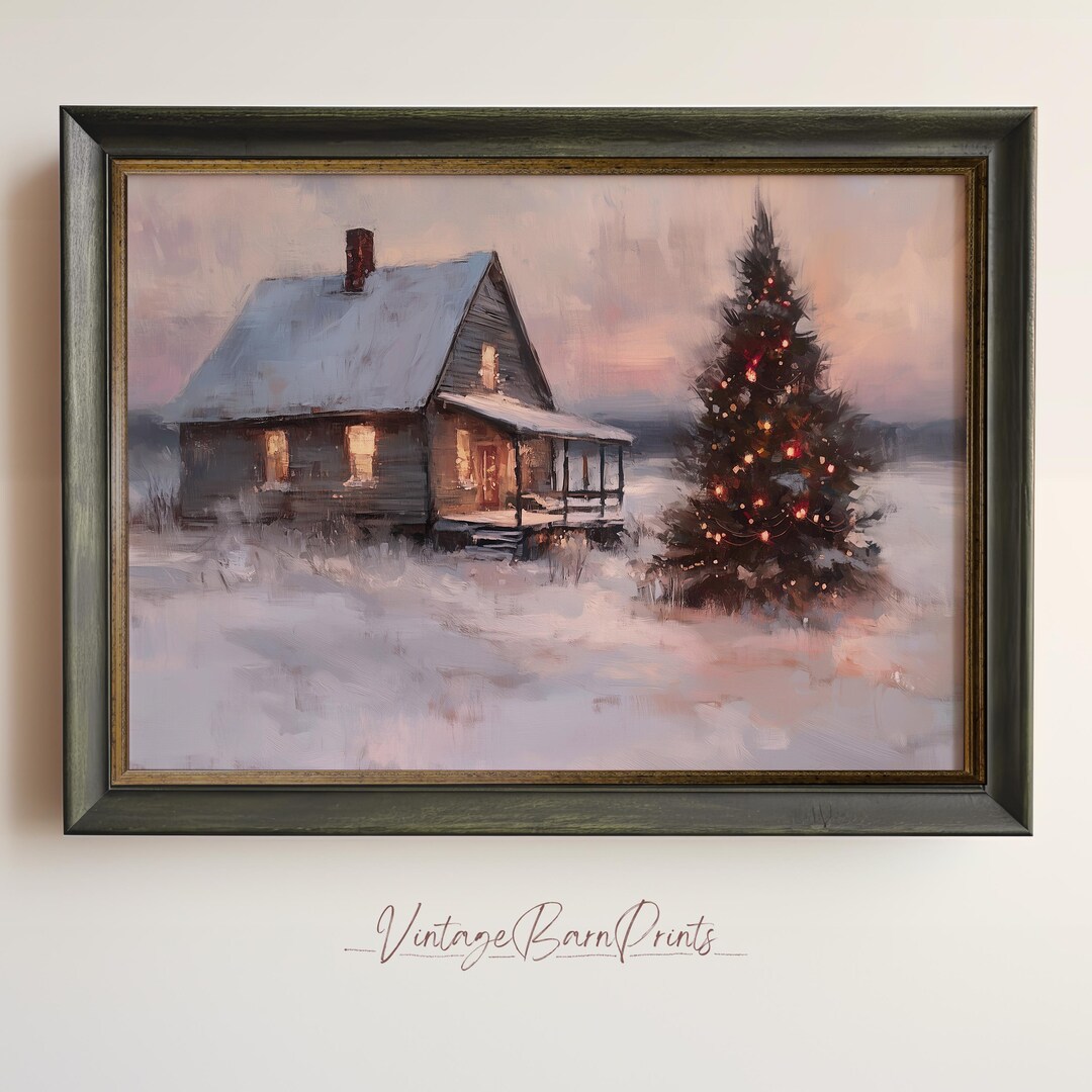 Rustic Christmas Barn Wall Art, Winter Wonderland Print, Cozy Cabin ...