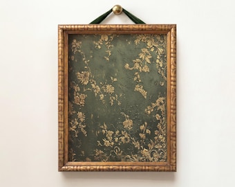 Vintage Ornate Botanical Print, Dark Green Gold Floral Printable Wall Art, Elegant Antique Decor, Digital Download #M62