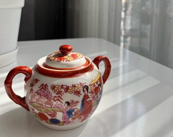 Porcelain Vintage Sugar Bowl , Japanese Style Porcelain Sugar Bowl ,Mother's Day Gift!