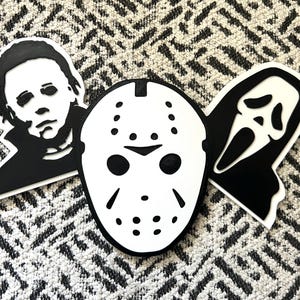 Horror Movie Magnet Set: Michael Myers, Jason, Ghostface - Halloween Decor