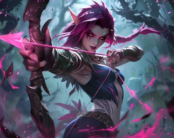 Female DnD Anime Fantasy Original Character Art Commission with Background