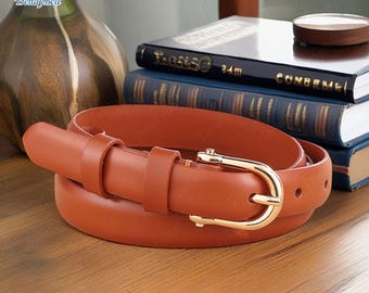 Women's Brown Tanned Leather Belt, Women's Leather Waist Belt, Genuine Cow Leather Belt, Gifts For Her, Unique Gifts, Classic Casual Belt