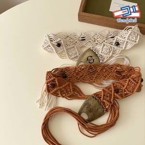 Engravable Bohemian Belt - Hand Woven Adjustable Belt With Vintage Buckle, Personalized Belt, Adjustable Belt For Women, Customizable Gift