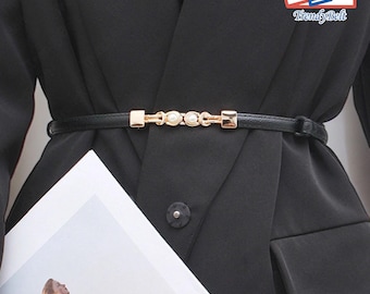 skinny gold belt for dress Women Metal Skinny Belt for Dress Gold Elastic Thin Waist Belt Stretch Dress