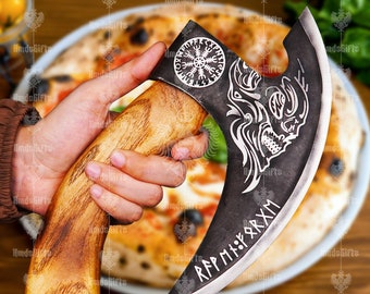 Viking PIZZA CUTTER AXE Norse Custom Forged Pizza Party Axe, Bachelor Party Axe, Best Personalized Birthday gift for him, Gifts for Men's