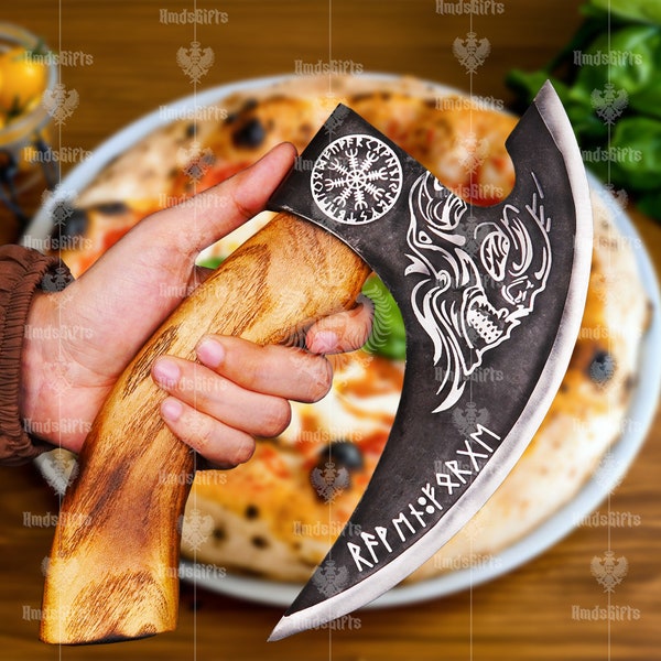 Viking PIZZA CUTTER AXE Norse Custom Forged Pizza Party Axe, Bachelor Party Axe, Best Personalized Birthday gift for him, Gifts for Men's