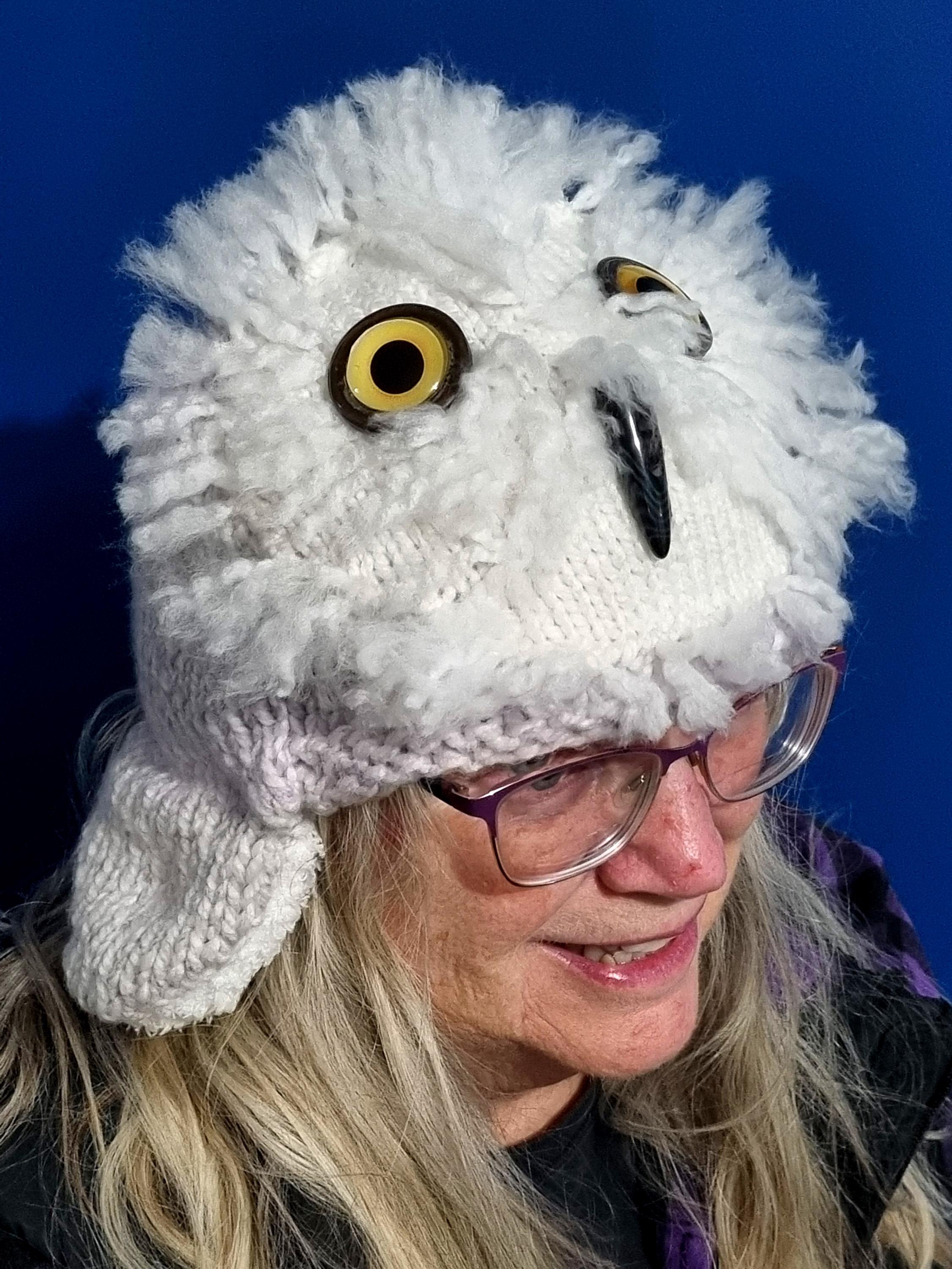 Snowy Owl Hat (Lavender Tint)--Size Average