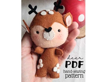 PDF pattern Deer, sewing pattern, felt woodland animals, hand-sewing pattern