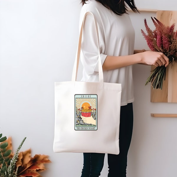 Tote bag gift for tarot lover funny food tarot card witchy vibe