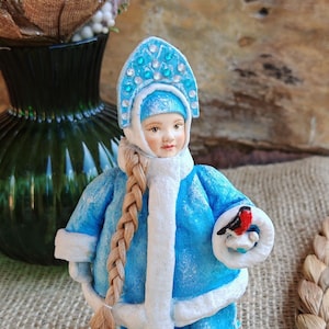 Vasilisa – Handmade Vintage-Style SpunCotton Doll | Christmas Ornament | Snow Maiden Winter Decor.