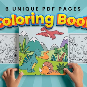 Cute Dinosaur Coloring Pages for Kids, Printable Dino Activity Book, Instant Download PDF, Fun Screen-Free Coloring Sheets for Children