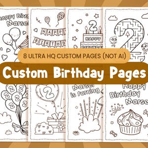 Personalized Birthday Coloring Pages for Kids – Custom Name & Age Activity Sheets, Party Favors, Coloring Book PDF