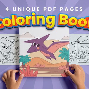 Cute Dinosaur Coloring Pages for Kids, Printable Dino Activity Book, Instant Download PDF, Fun Screen-Free Coloring Sheets for Children