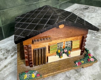 Japan Vintage Wooden Swiss Chalet Cottage Music Box- Plays Somewhere My Love