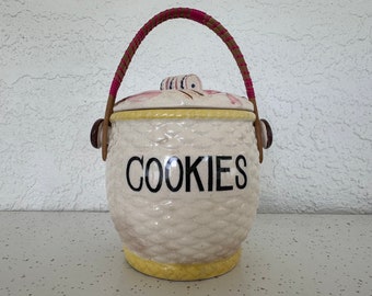 Vintage Napco Cookie Jar with Basket Weave Design, Unique Gift, Gift for mom