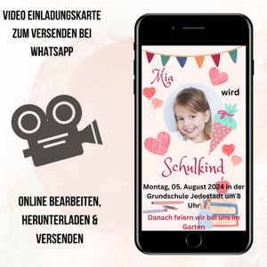 Digital invitation for school enrollment | Personalize your first day of school invitation via WhatsApp | eCard as a Canva template | Finally a schoolchild