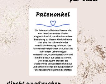 Godfather | Gift | PDF file | Wall decoration | Godchild | Godfather saying | Instant download | PDF | Confirmation | Saying as picture | Baptism