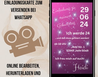 Digital inbjudan | Digital inbjudan via WhatsApp | Födelsedagsinbjudan | Inbjudan via WhatsApp | Digital födelsedagsinbjudan | 24-årsdag