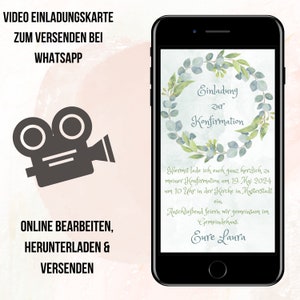 Kommunion Einladung digital | Erstkommunion | Kommunionseinladung WhatsApp | personalisiert | eCard Konfirmation Karte | Vorlage Canva