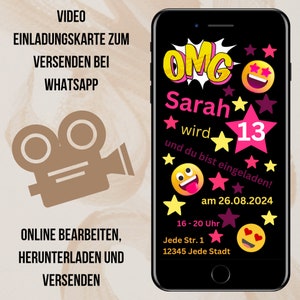 digitale Einladung | digitale Einladung WhatsApp | Einladung Geburtstag | Einladung WhatsApp | Geburtstagseinladung digital | 13. Geburtstag