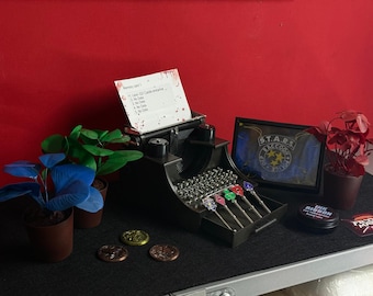Resident Evil Large Metal Typewriter and Police Station Items Bundle + Frame