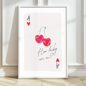 How Lucky Are We Print, Playing Ace Card, Coastal Cowgirl Trendy Wall Art, Preppy Poster, Girls Dorm Room Decor, Lucky You Poster, Digital